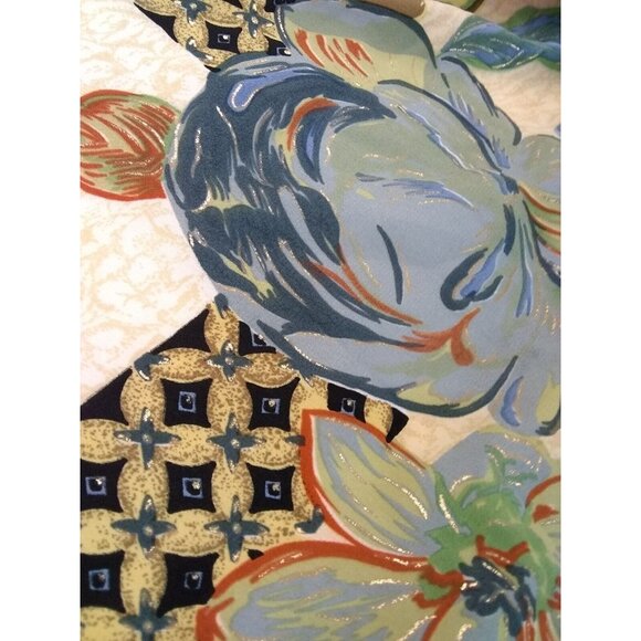 Vtg. As Ipek Floral Ornate Turkish Silk? Scarf XL 45.25" X 41.25" Flaws READ - Picture 4 of 12